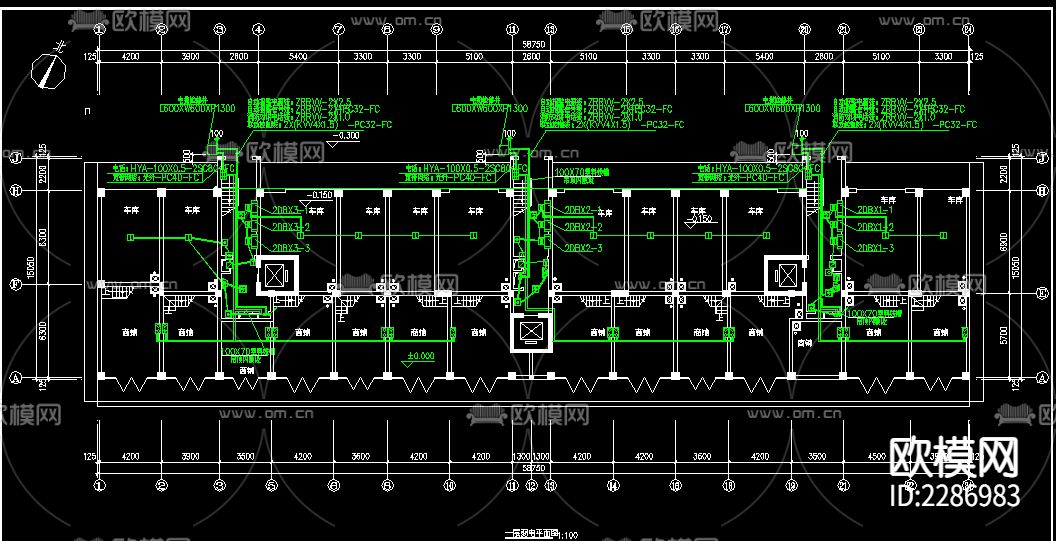 某小高层商住楼电气CAD施工图下载（渲染图7）
