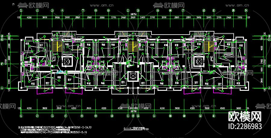 某小高层商住楼电气CAD施工图下载（渲染图6）