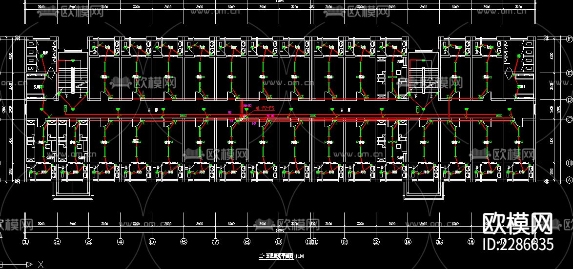 学生公寓楼电气设计cad施工图下载（渲染图6）