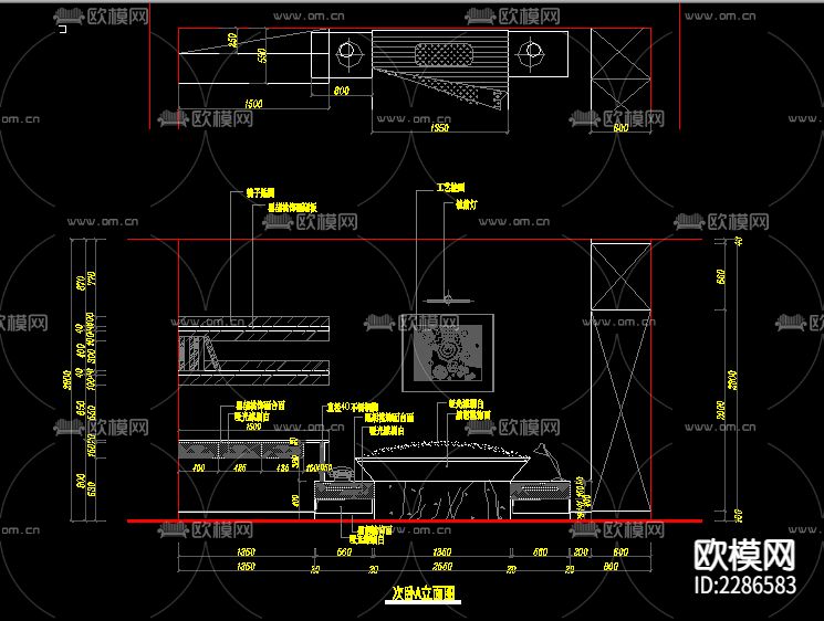 三室二厅两卫cad施工图下载（渲染图8）