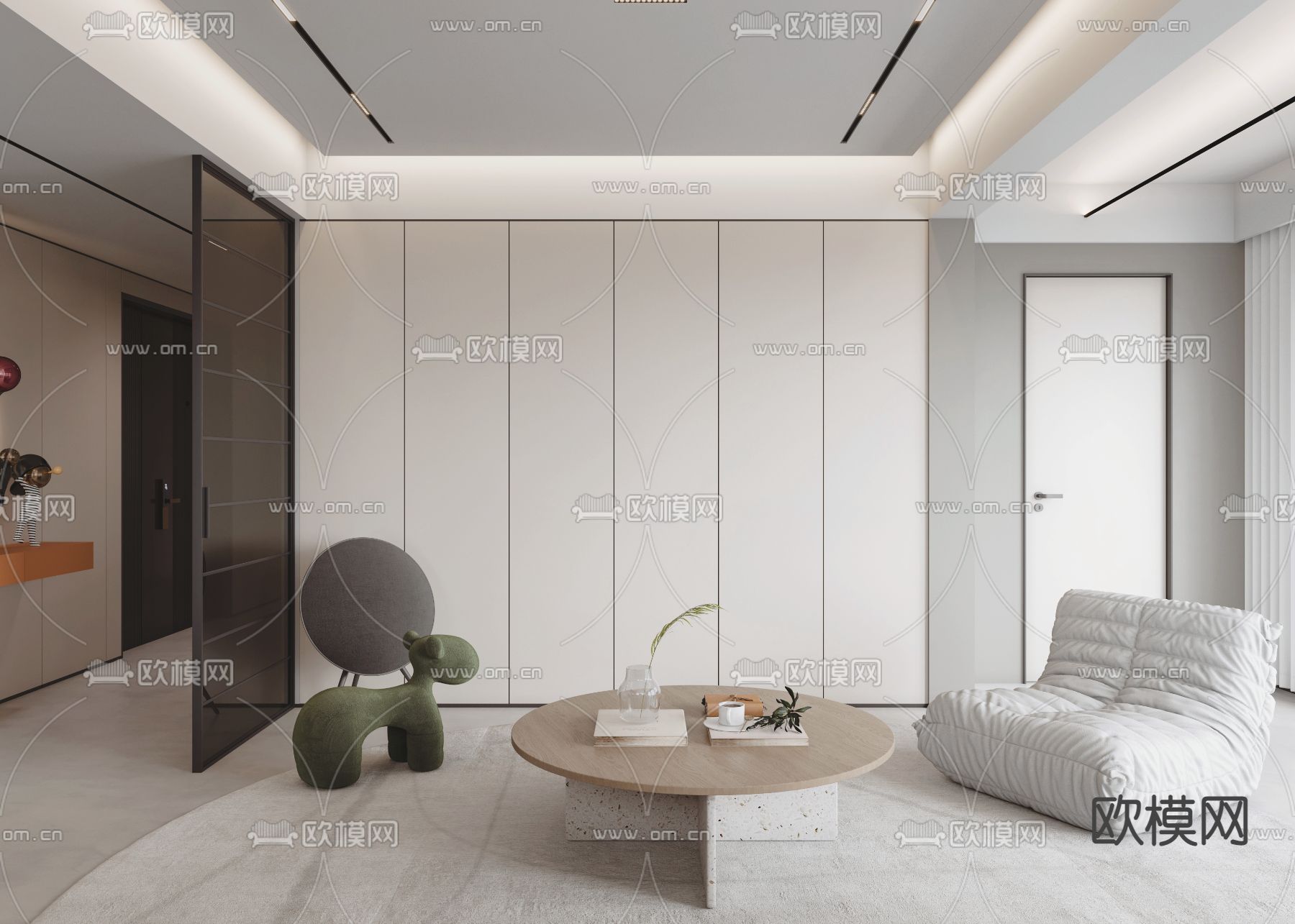 现代大平层客餐厅3d模型下载（渲染图8）