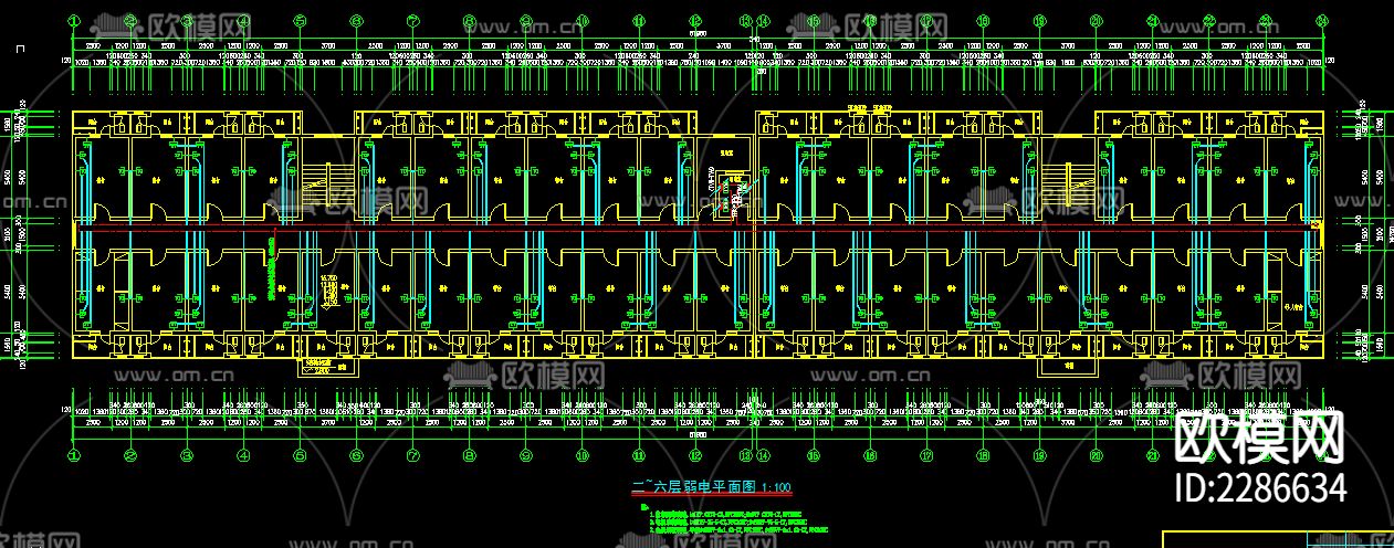大学六层学生公寓全套电设计cad施工图下载（渲染图6）
