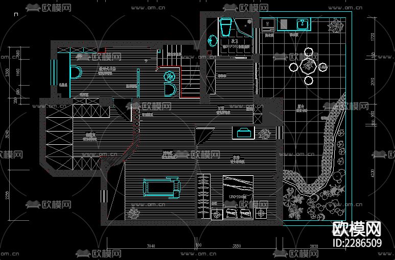 室内装修全套设计CAD施工图下载（渲染图2）