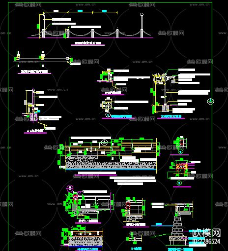 围墙栏杆节点大样下载（渲染图2）