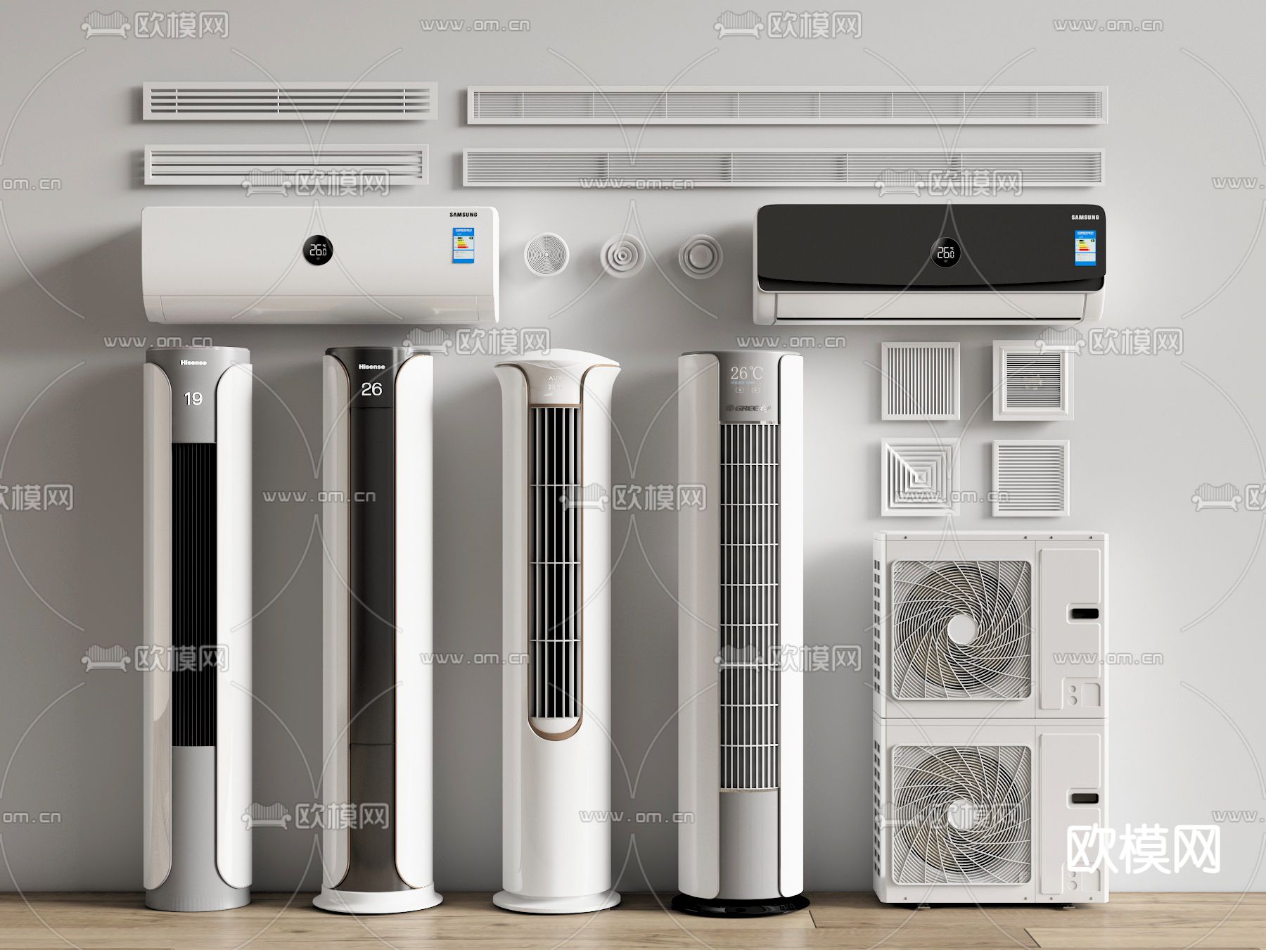 现代立式空调 出风口3d模型下载