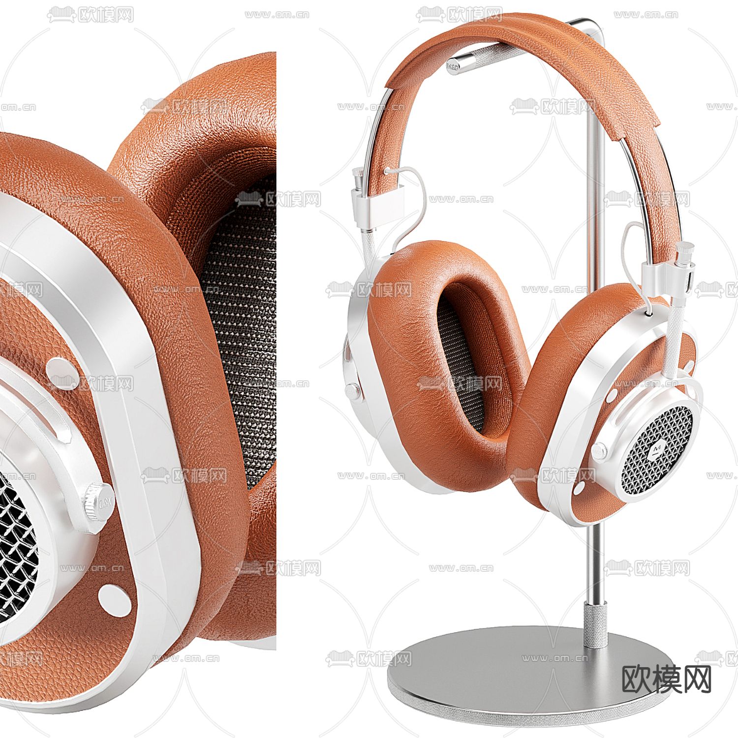 爱马仕橙头戴式耳机3d模型下载