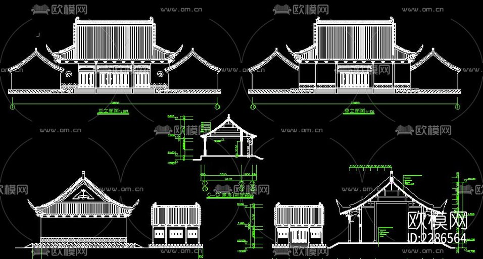 財(cái)神殿全套cad施工圖下載(渲染圖2)