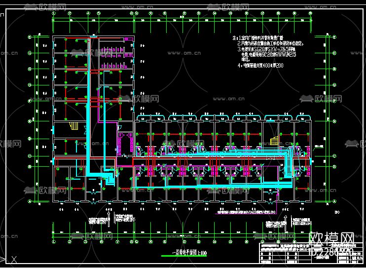 宿舍楼电气cad施工图下载（渲染图4）