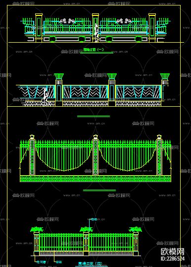 围墙栏杆节点大样下载（渲染图3）