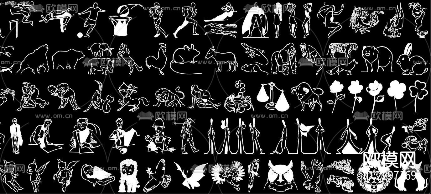 人物CAD图库下载（渲染图2）