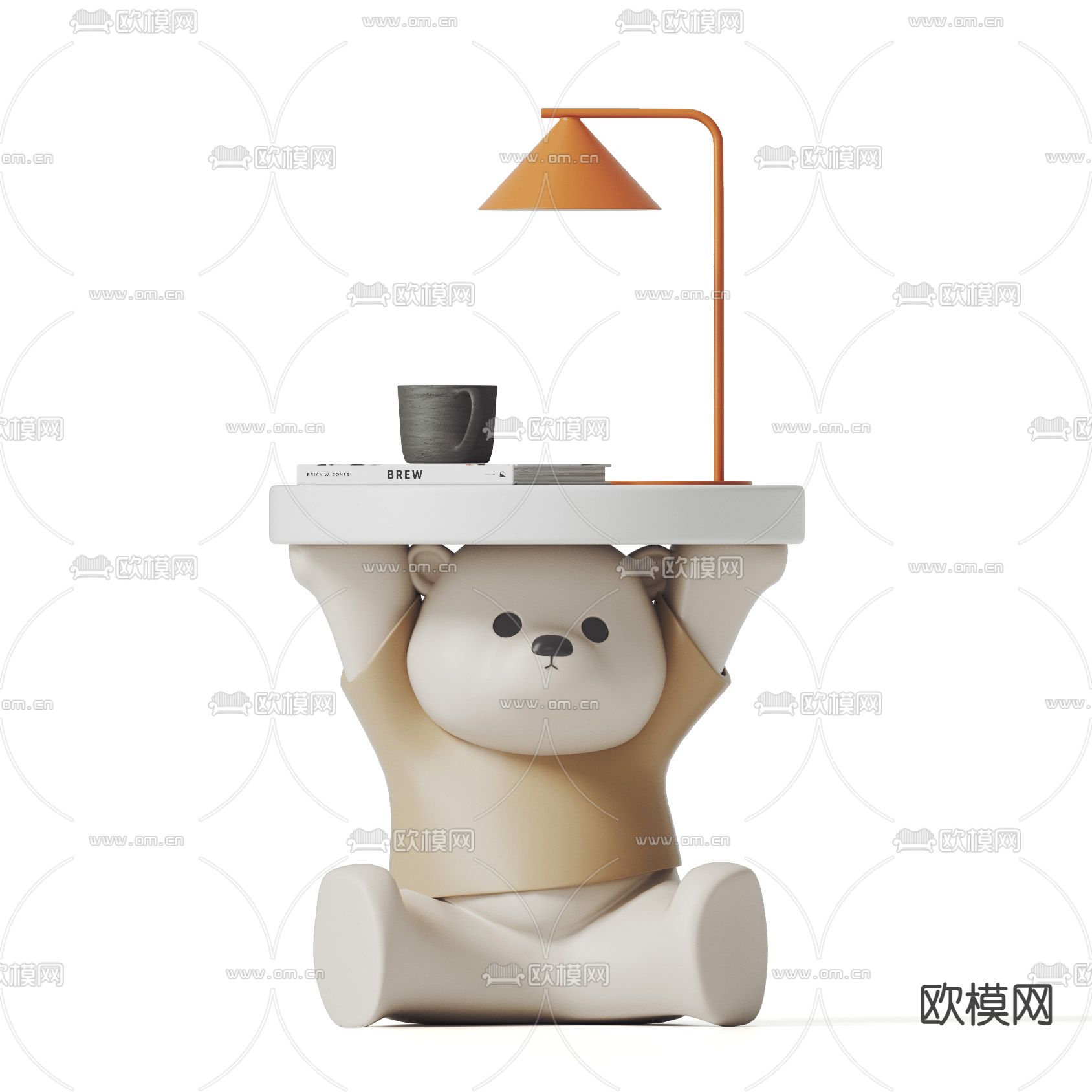 现代小熊雕塑 边几 圆几3d模型下载