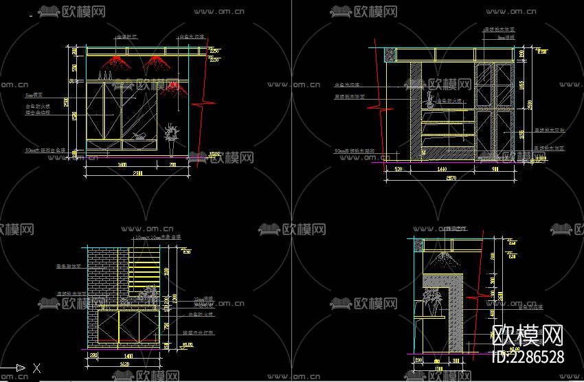 玄关隔断cad施工图下载（渲染图5）