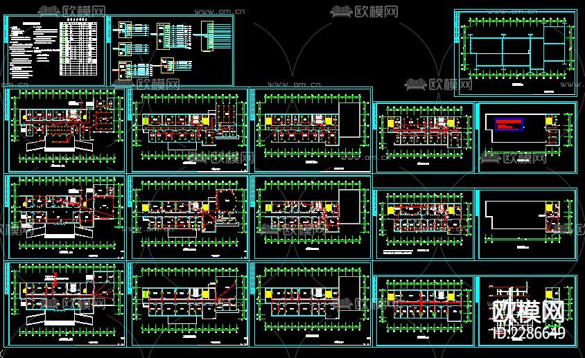 办公楼电气CAD施工图下载（渲染图1）