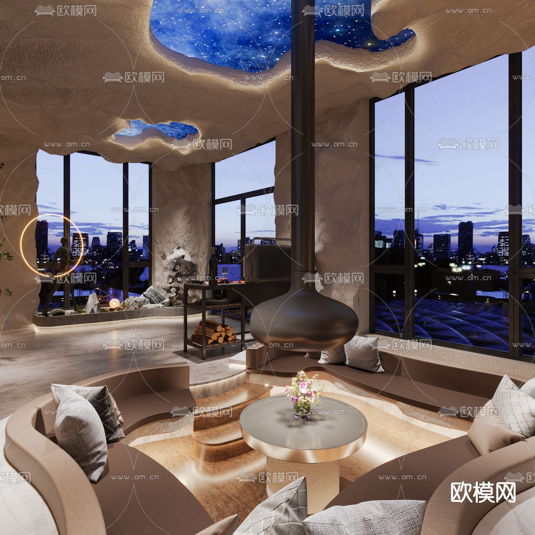 现代烧烤店3d模型下载（渲染图1）