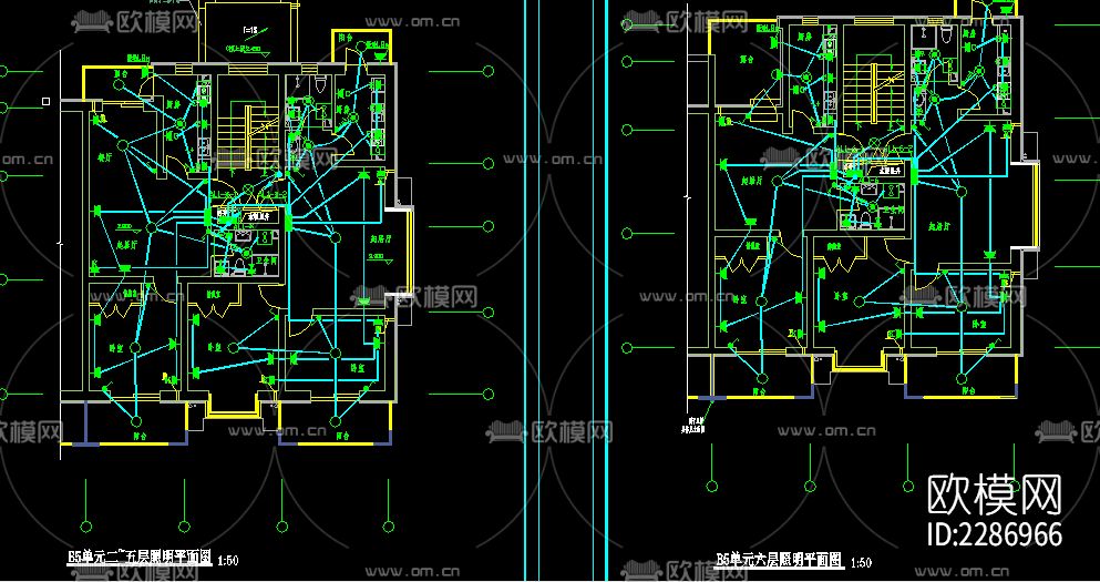 多层住宅电气cad施工图下载（渲染图4）