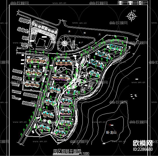 小区电气设计CAD施工图下载（渲染图2）