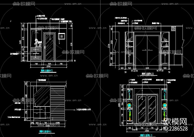 玄关隔断cad施工图下载（渲染图3）