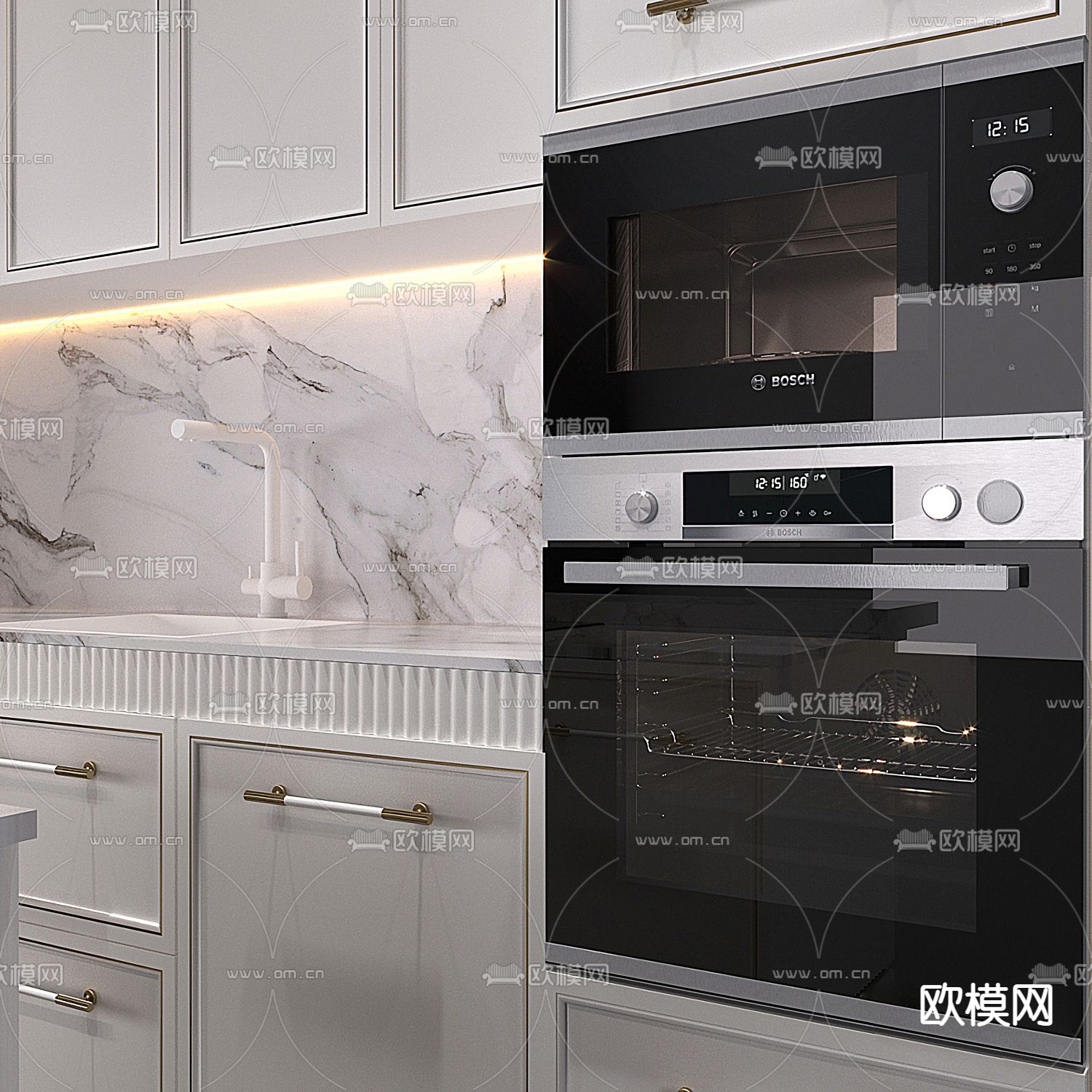 现代轻奢橱柜 中岛柜3d模型下载（渲染图5）