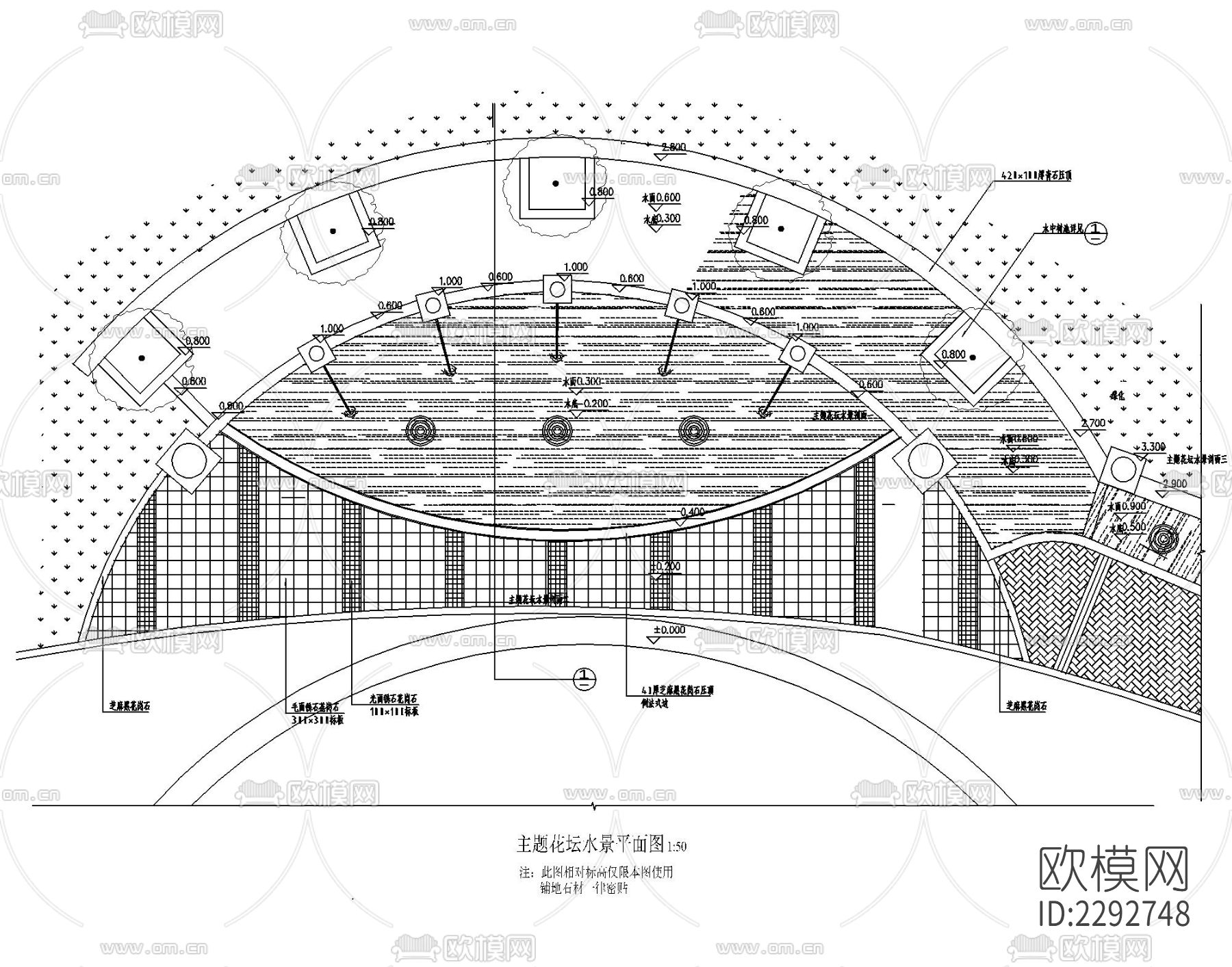 园林水景喷泉水池跌水瀑布园桥节点大样下载（渲染图5）