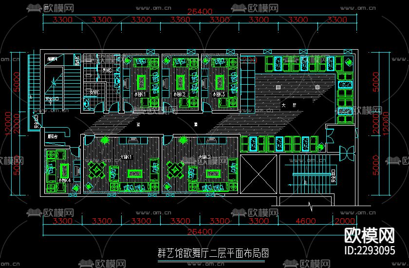 KTV包房装修CAD施工图下载（渲染图2）