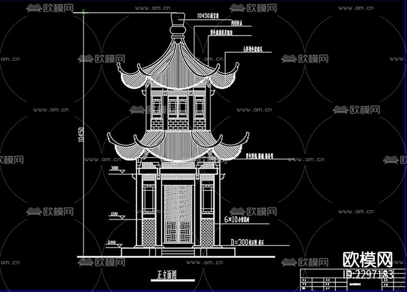 鐘鼓樓CAD圖紙下載(渲染圖5)