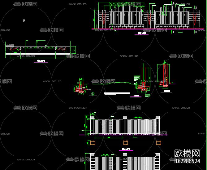 围墙栏杆节点大样下载（渲染图6）