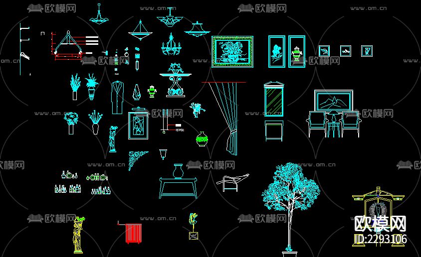室内装修图库CAD施工图下载（渲染图3）