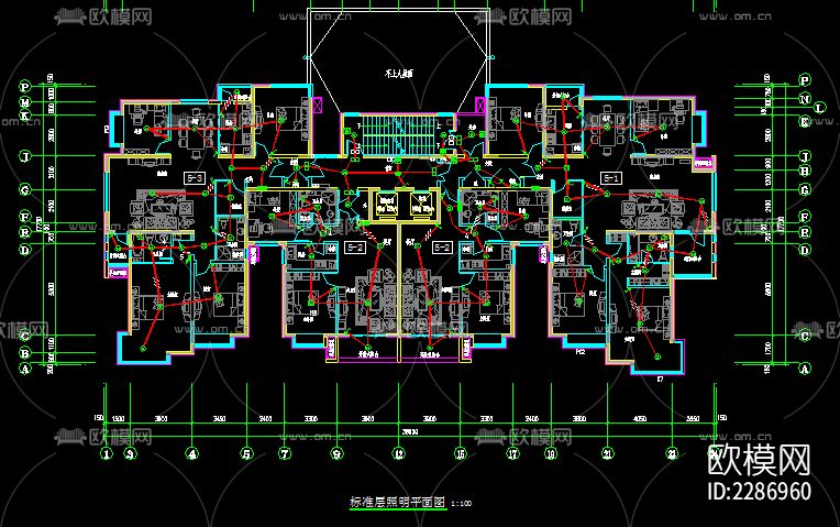 33层住宅电气cad施工图下载（渲染图3）