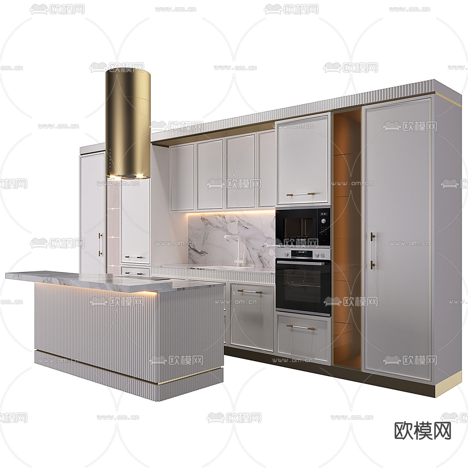 现代轻奢橱柜 中岛柜3d模型下载（渲染图3）