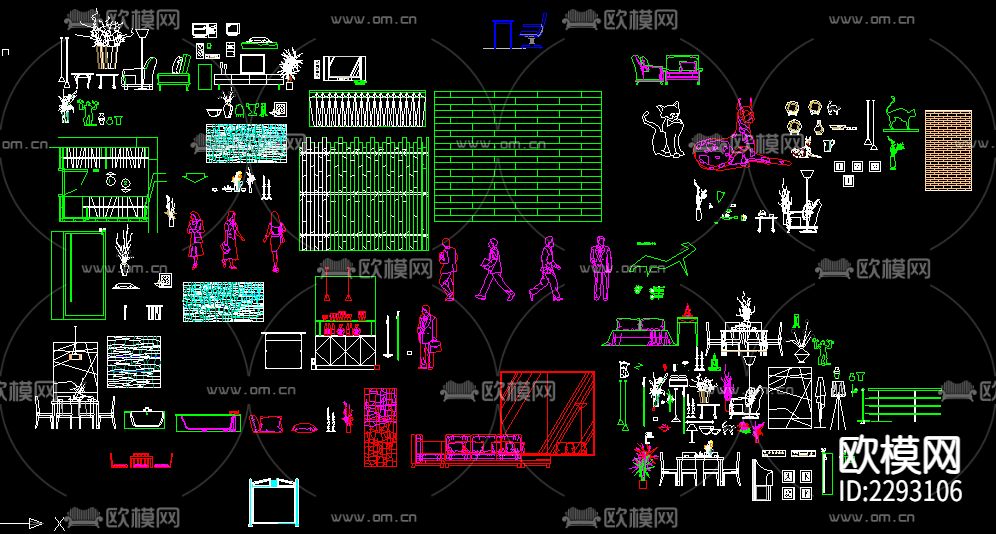 室内装修图库CAD施工图下载（渲染图2）