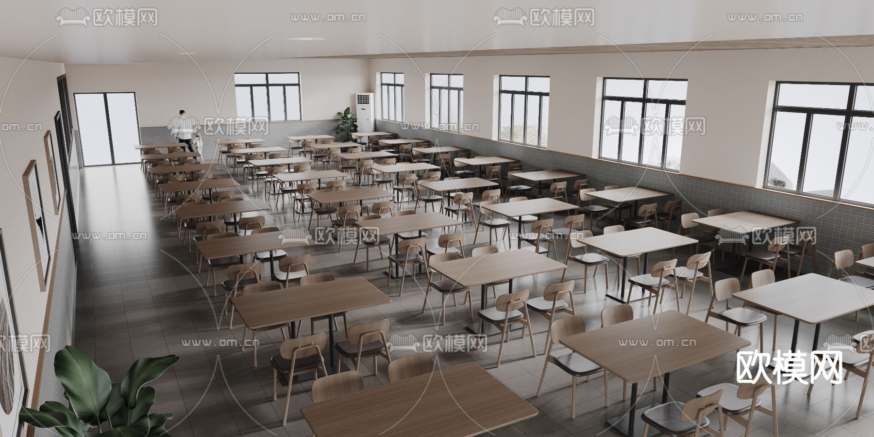现代员工食堂3d模型下载（渲染图4）