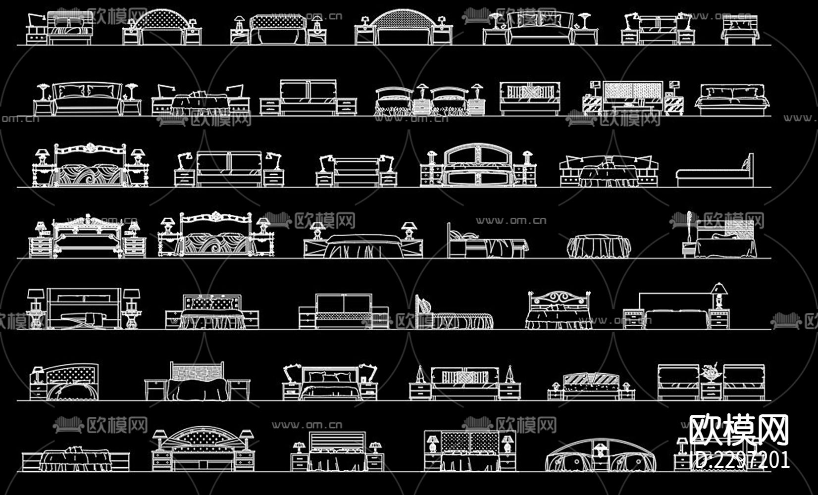 各种床立面CAD图库下载（渲染图6）