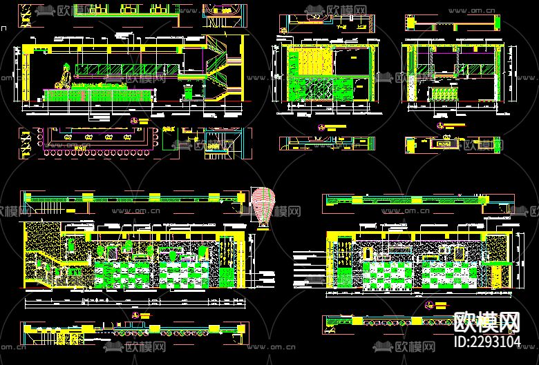 时尚餐厅立面CAD施工图下载（渲染图2）