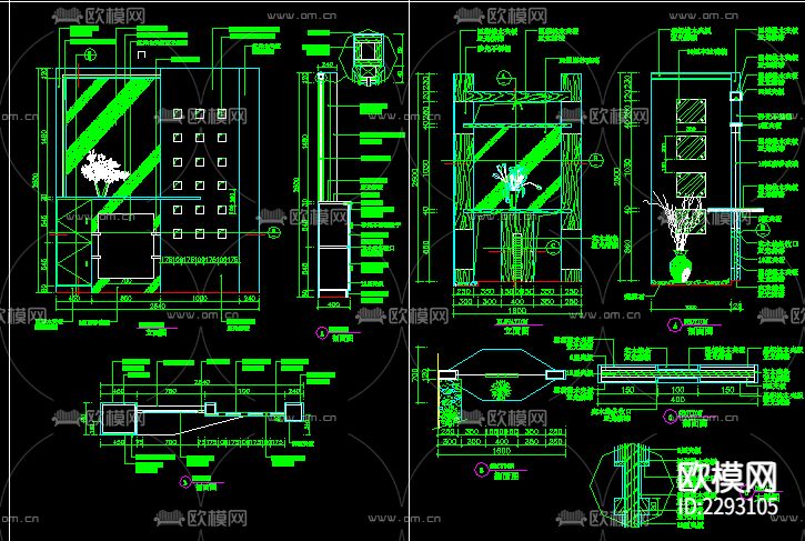 室内玄关装修CAD图库下载（渲染图3）