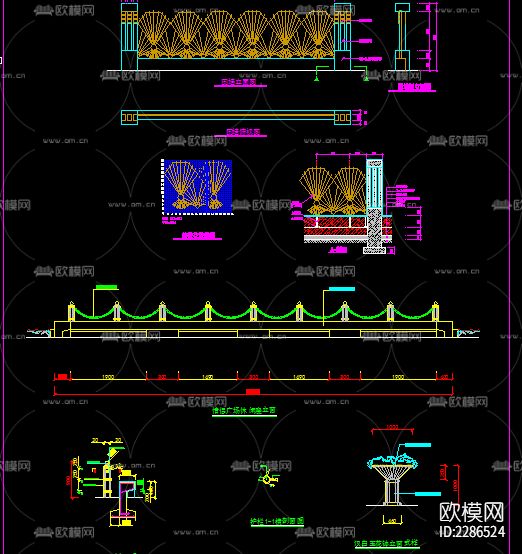 围墙栏杆节点大样下载（渲染图5）