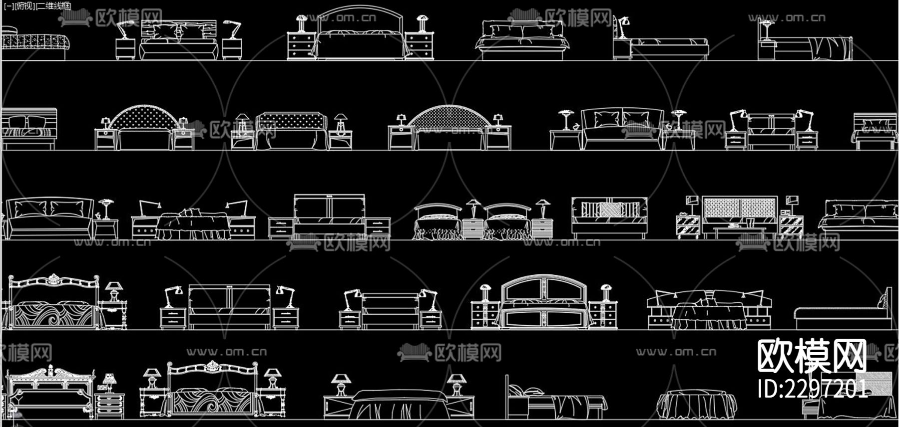 各种床立面CAD图库下载（渲染图2）