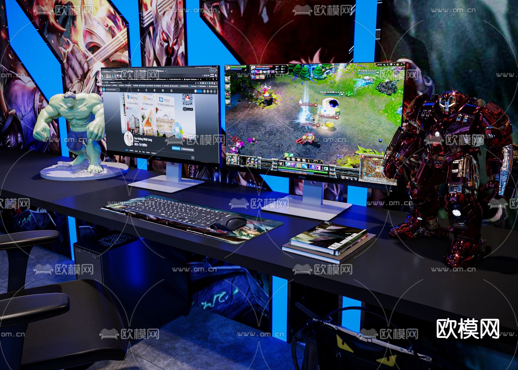 赛博朋克 网咖电竞包房3d模型下载（渲染图3）