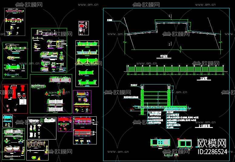 围墙栏杆节点大样下载（渲染图1）