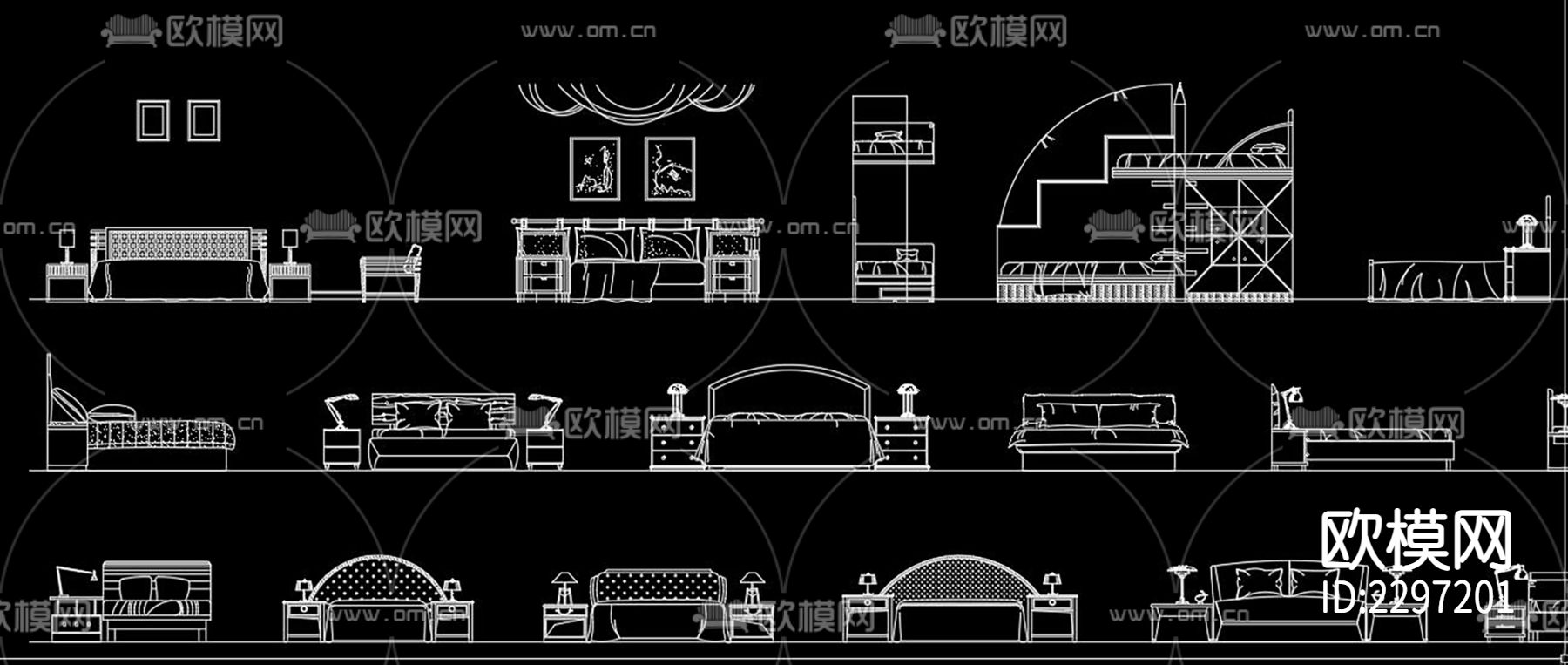 各种床立面CAD图库下载（渲染图7）