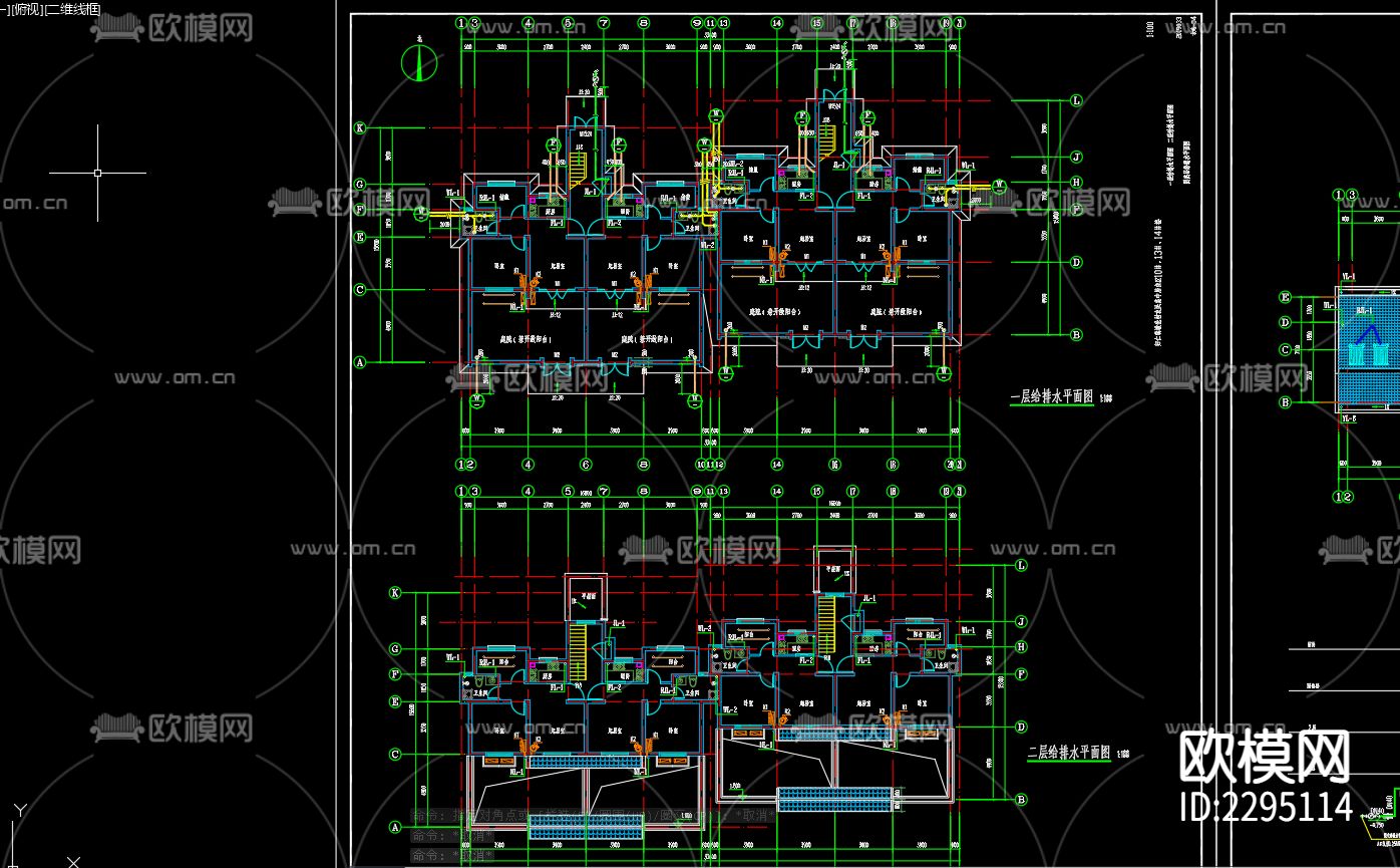 农民集中居住区10号楼给排水CAD施工图下载（渲染图4）