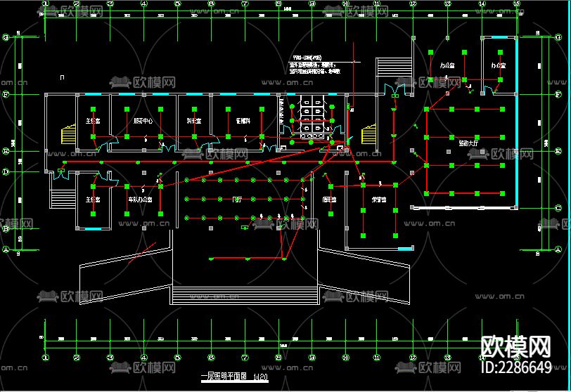 办公楼电气CAD施工图下载（渲染图3）