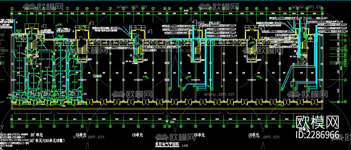 多层住宅电气cad施工图下载（渲染图2）