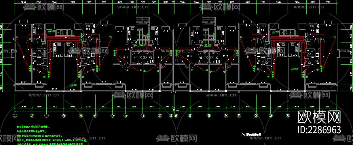 底层住宅给电气cad施工图下载（渲染图7）