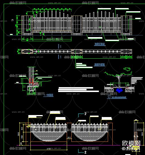 围墙栏杆节点大样下载（渲染图7）