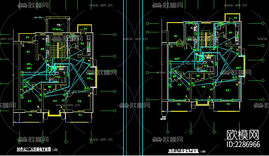 多层住宅电气cad施工图下载（渲染图5）