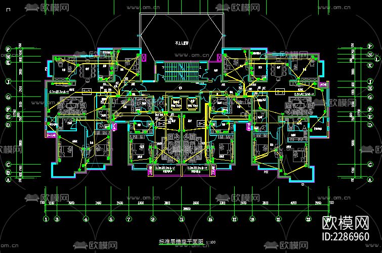 33层住宅电气cad施工图下载（渲染图2）