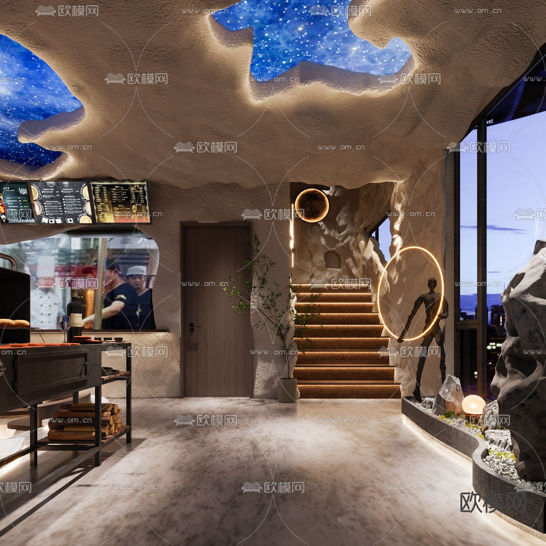 现代烧烤店3d模型下载（渲染图3）