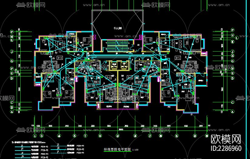33层住宅电气cad施工图下载（渲染图4）