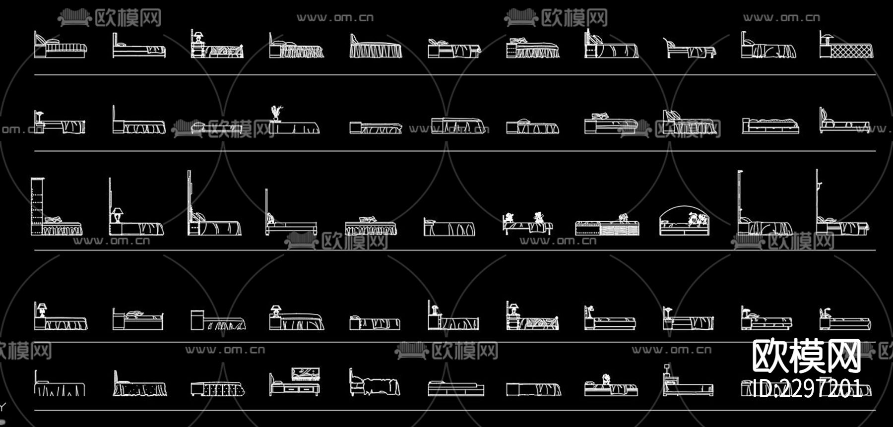 各种床立面CAD图库下载（渲染图1）