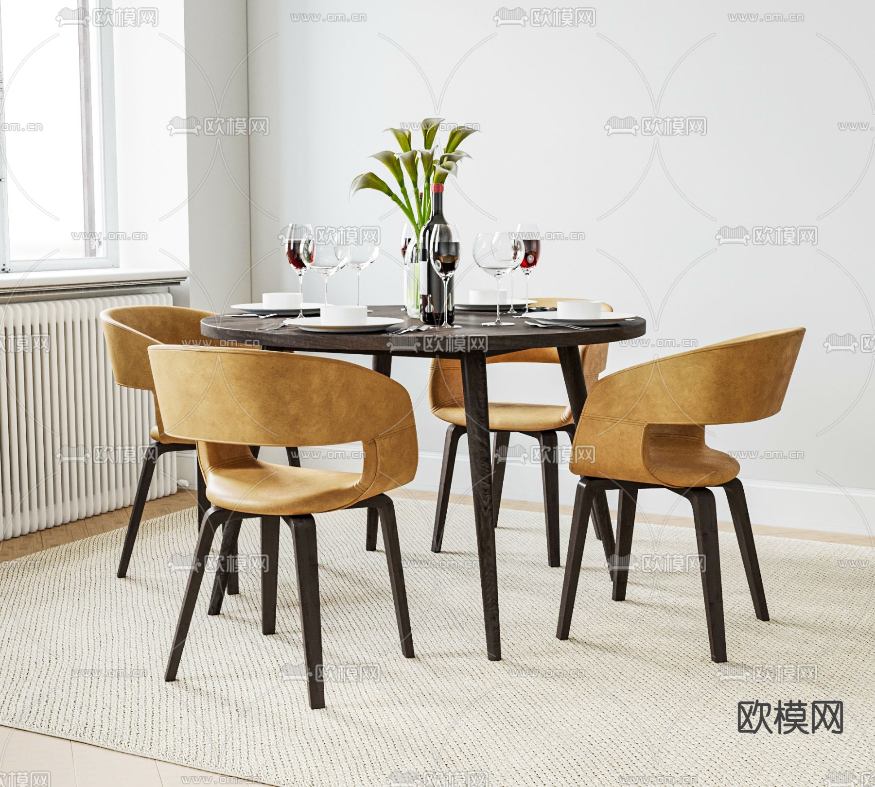 Poliform 圆形餐桌椅3d模型下载